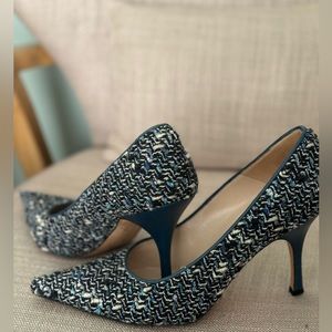 Manolo Blahnik Tweed Printed Pumps